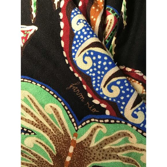 Farm Rio Women Floral 3/4 sleeve Dress Sz.XS Black NWT Cool Foliage Jersey Midi - Picture 6 of 10